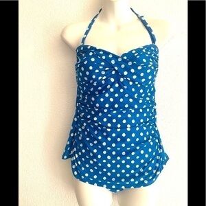 Cleanwater blue polkadot one piece swimsuit size S